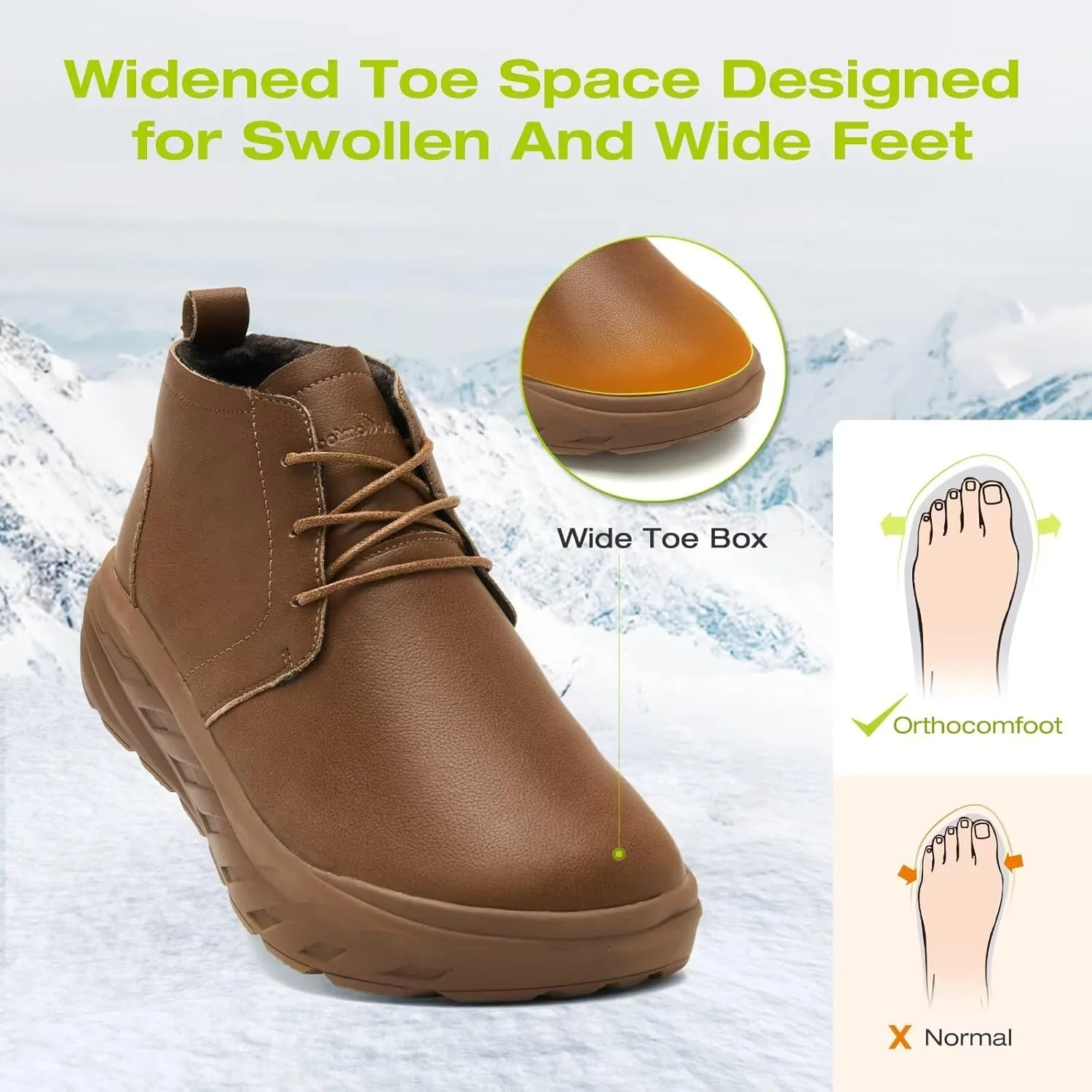 Women's Orthopedic Wide Leather Winter Ankle Boots: Comfortable Arch Support Walking Shoes for Diabetic and Orthotic, Casual Warm Plantar Fasciitis Dress Shoes for Foot and Heel Pain