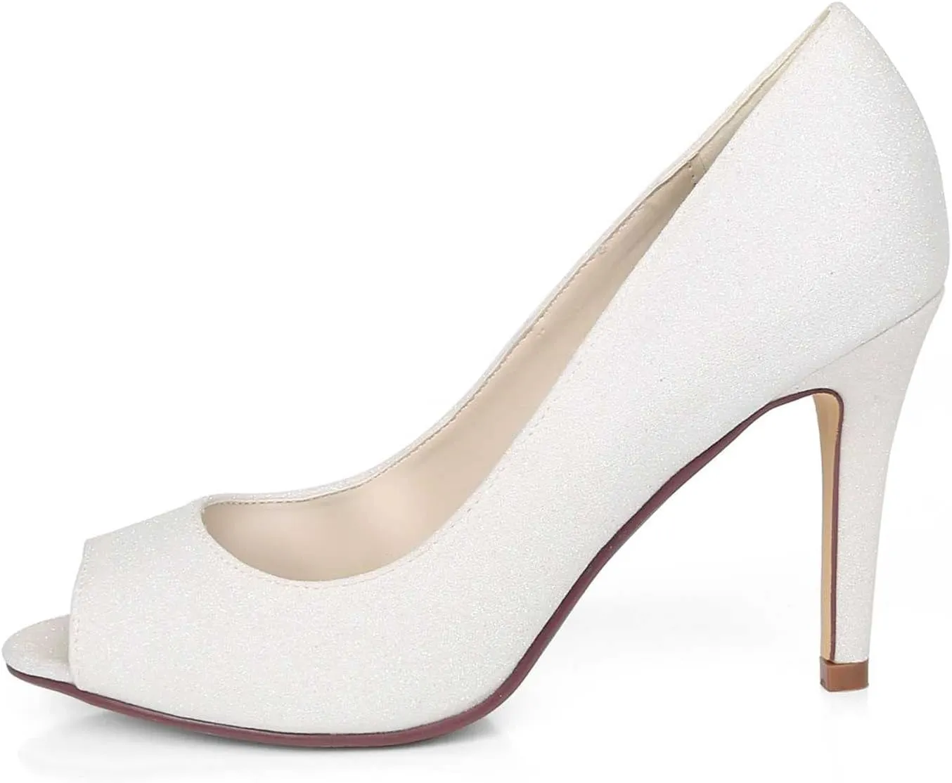 Women's Peep Toe Low Heel Sequins Frosted Kitten Heels Sandals,Wedding Shoes Slip on Round Toe Pumps High Heeled Prom Dress Shoes