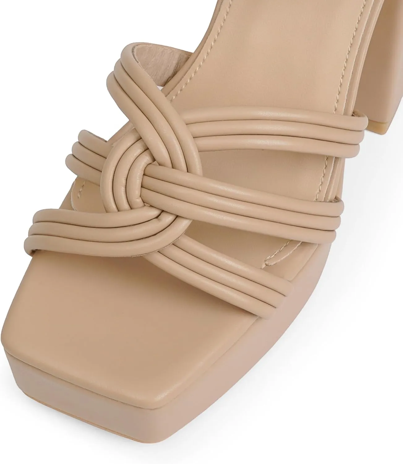 Women‘s Platform Chunky High Heels Square Open Toe Sandals with Ankle Strap y2k Shoes for Party, Prom