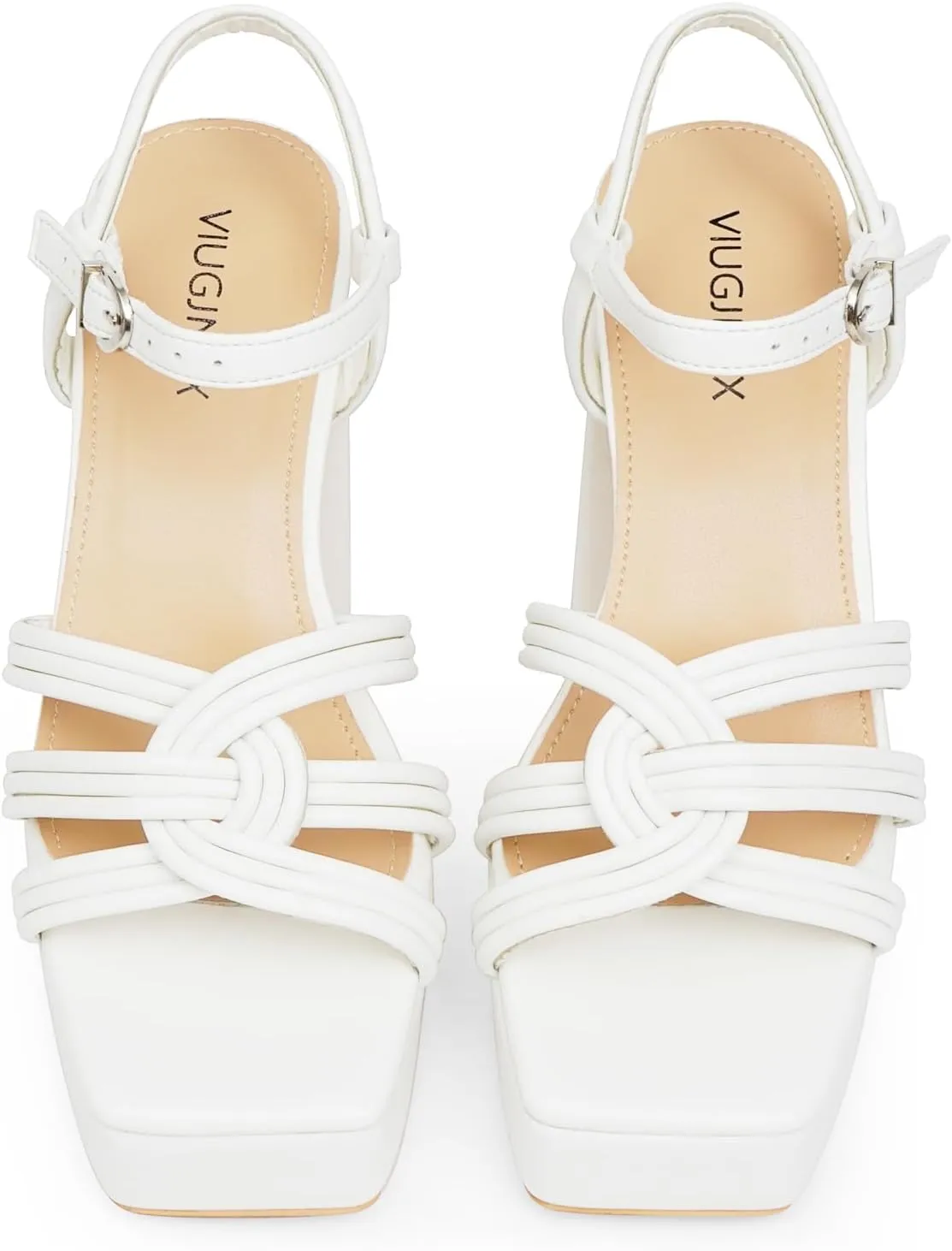 Women‘s Platform Chunky High Heels Square Open Toe Sandals with Ankle Strap y2k Shoes for Party, Prom
