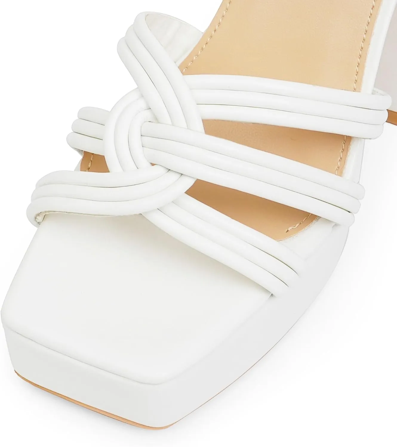 Women‘s Platform Chunky High Heels Square Open Toe Sandals with Ankle Strap y2k Shoes for Party, Prom