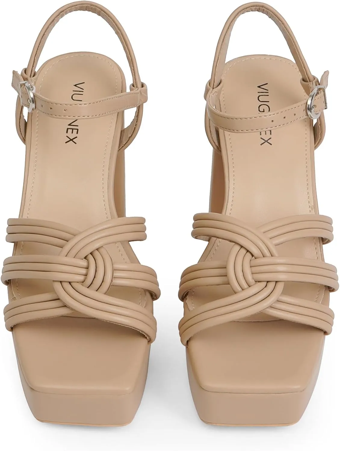 Women‘s Platform Chunky High Heels Square Open Toe Sandals with Ankle Strap y2k Shoes for Party, Prom