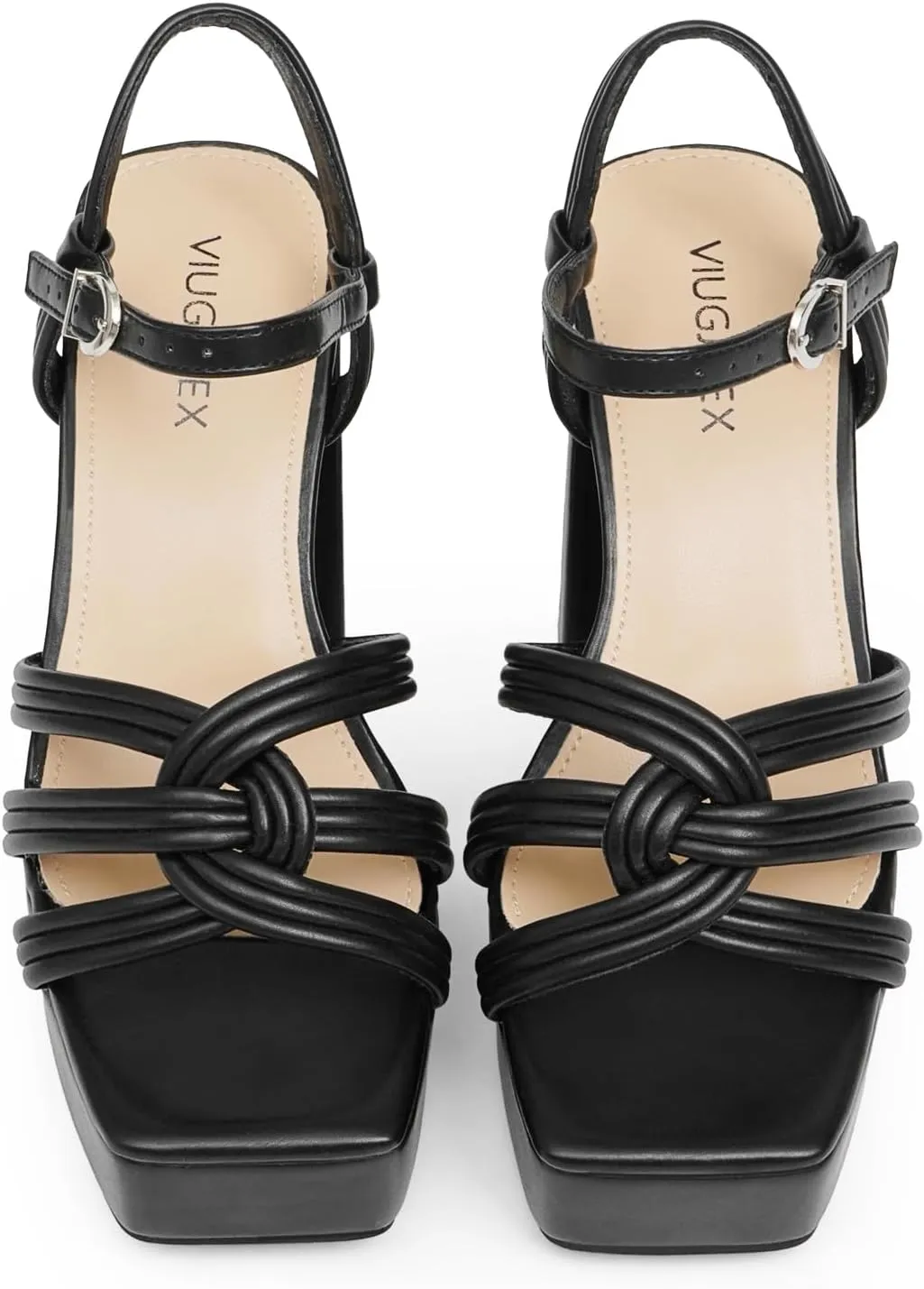 Women‘s Platform Chunky High Heels Square Open Toe Sandals with Ankle Strap y2k Shoes for Party, Prom