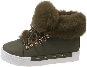Women's Platform Fleece Liner Ankle Boots, Thermal Solid Color Lace Up Faux Leather Shoes, Women's Footwear