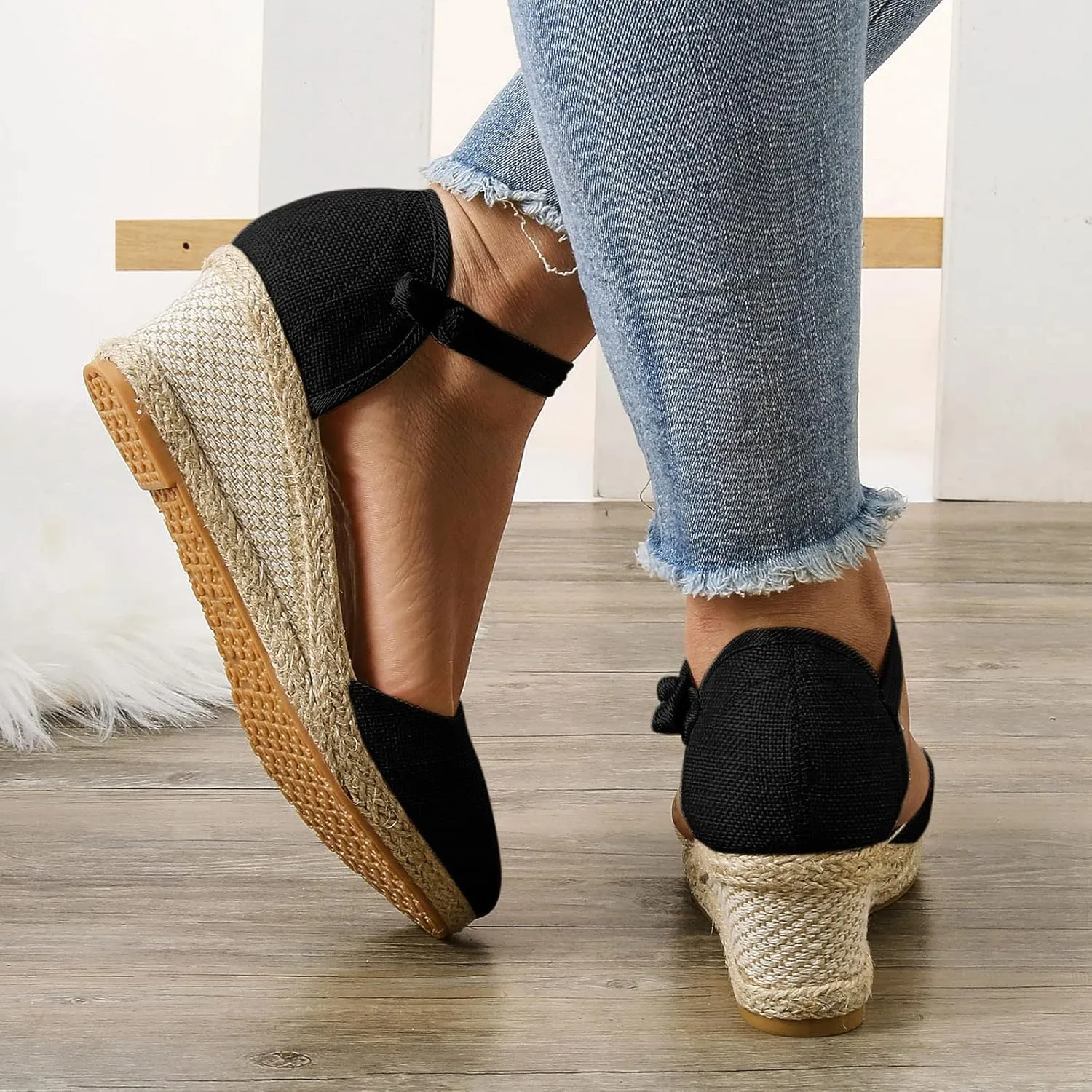 Women's Platform Wedge Sandals,Wide Women's Sandals Women Platform Wedge Sandals Fashion Versatile Braided Animal Print Heels Sandals for Women