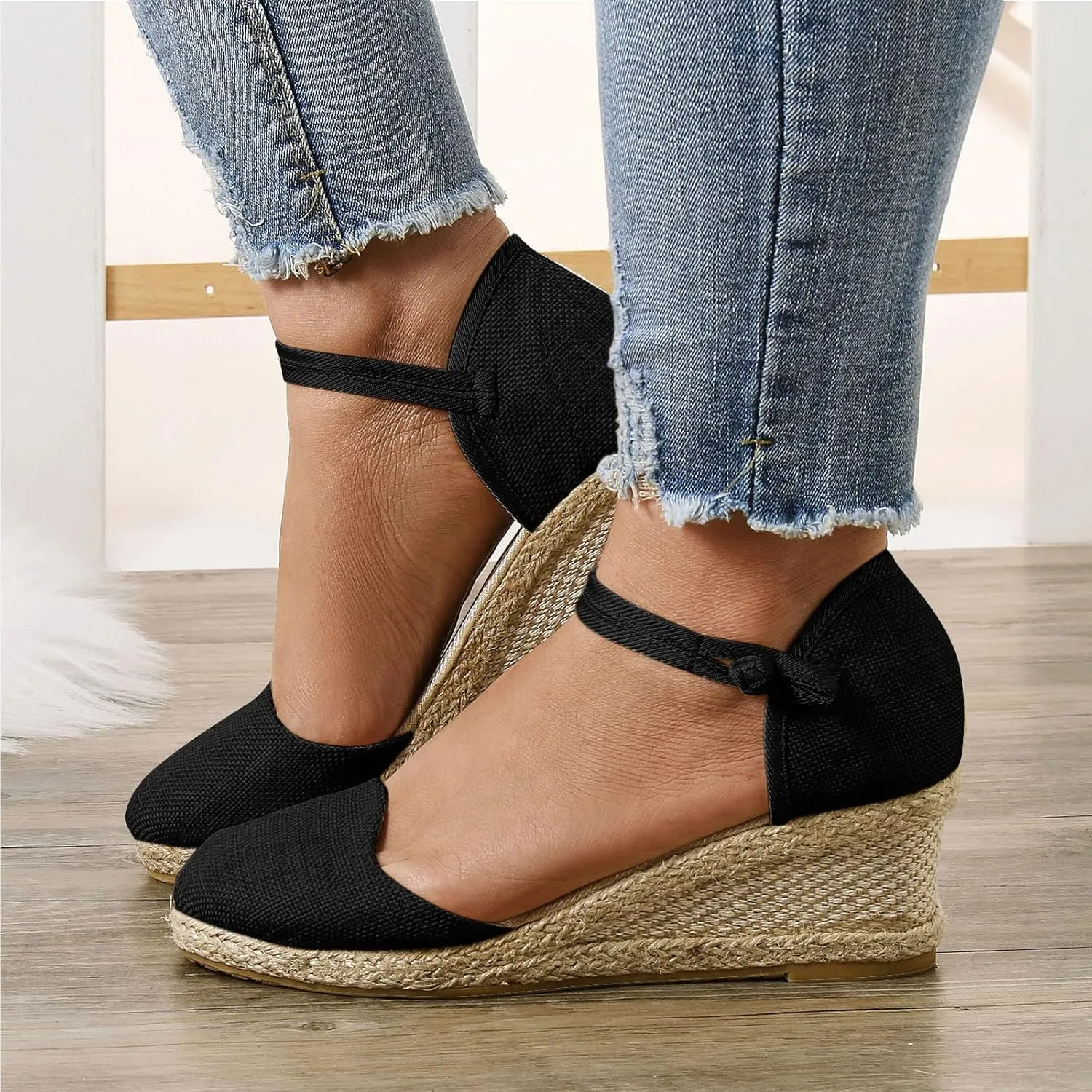 Women's Platform Wedge Sandals,Wide Women's Sandals Women Platform Wedge Sandals Fashion Versatile Braided Animal Print Heels Sandals for Women