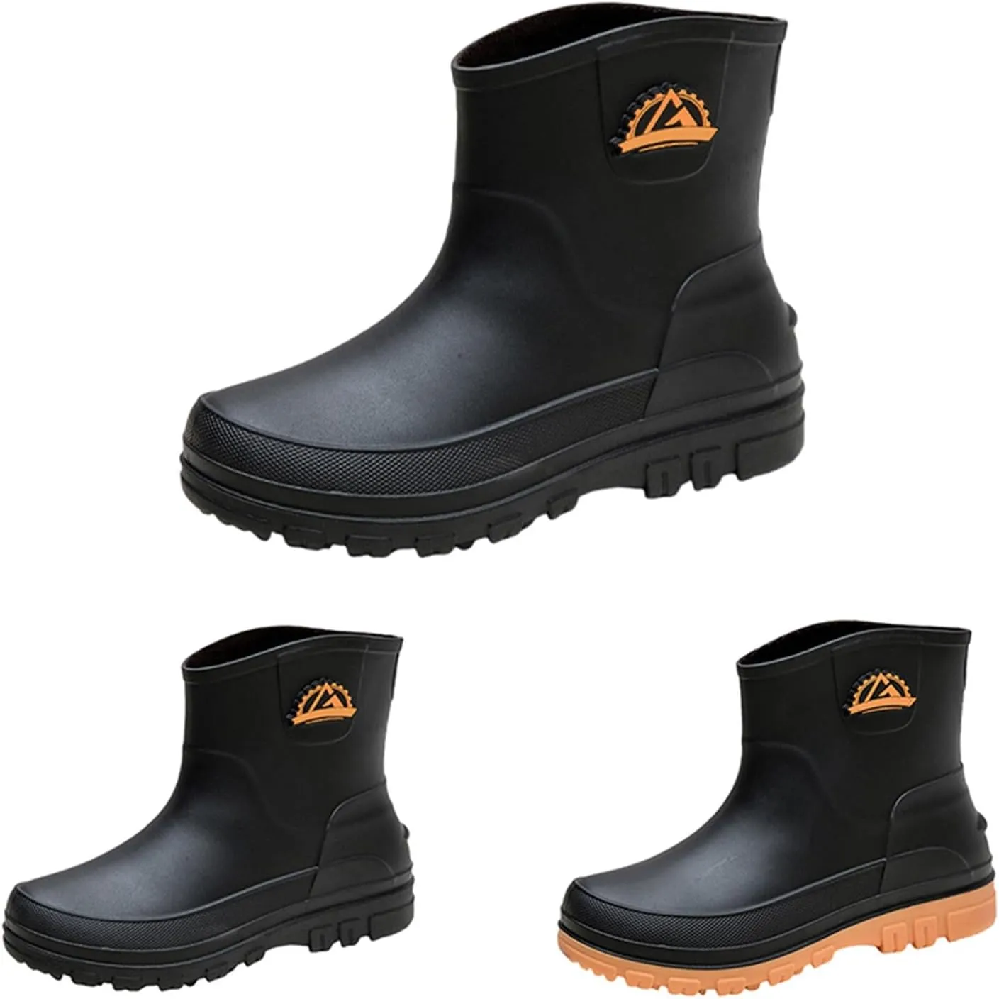 Women's Rain Boots Chelsea Mid Heel Ankle Boots Waterproof Non-Slip Chunky Platform Lug Sole Short Garden Boots