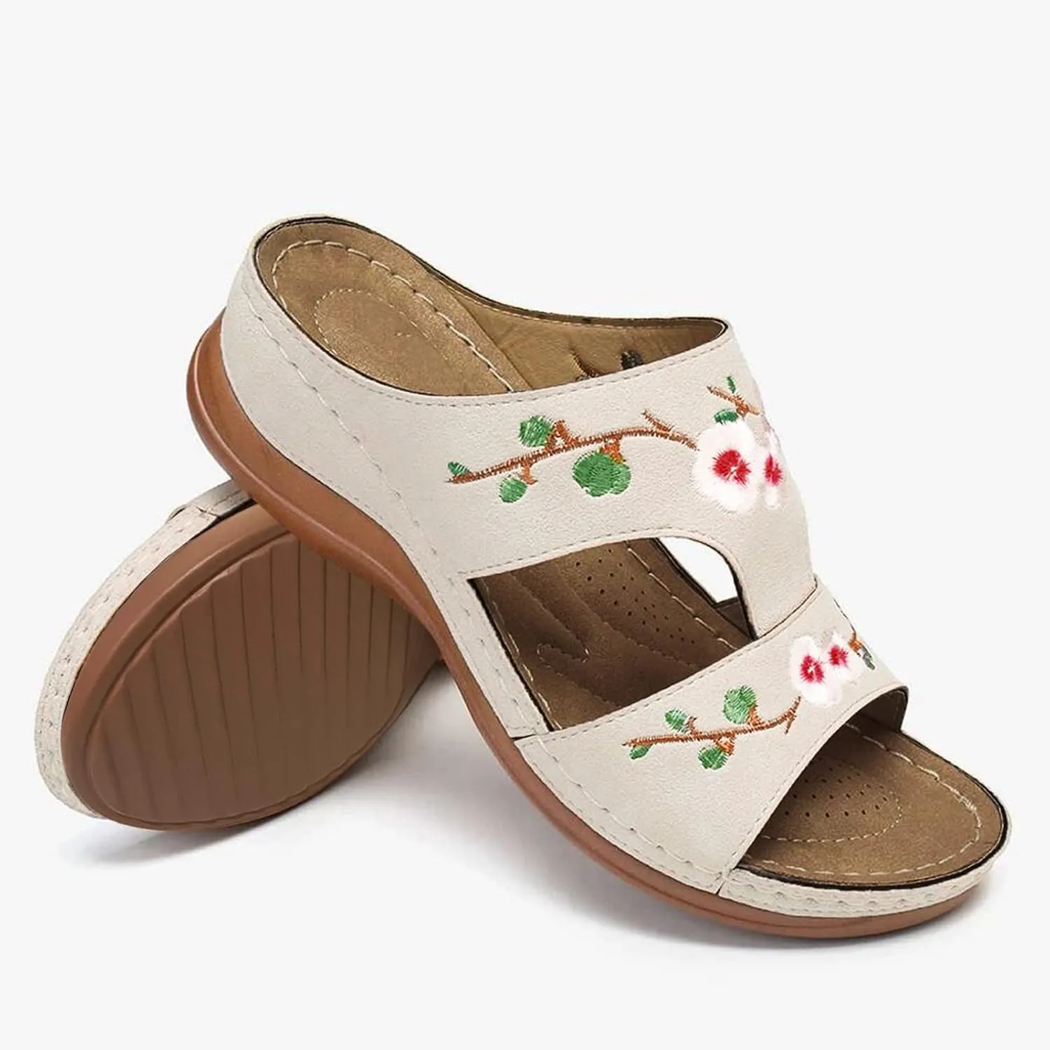 Womens Sandals with Arch Support Hiking Flip Flops Beach Slides Short Wedge Sandals Closed Toe Arch Support Wedge Sandals for Women Comfortable Platform Women Orthopedic Sandals