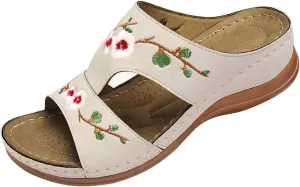 Womens Sandals with Arch Support Hiking Flip Flops Beach Slides Short Wedge Sandals Closed Toe Arch Support Wedge Sandals for Women Comfortable Platform Women Orthopedic Sandals
