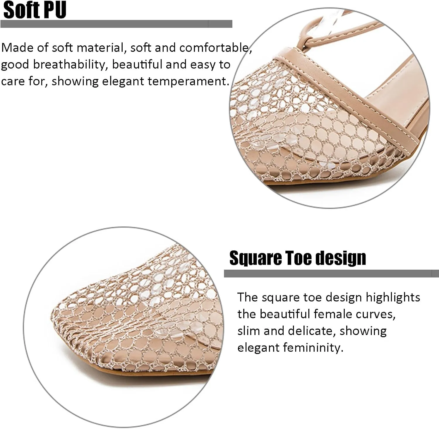 Women's Sexy Square Toe Mesh Ankle Cross-Tied High Heels Rome Sandals Closed Toe Mesh Lace Up Stiletto Heel Sandals