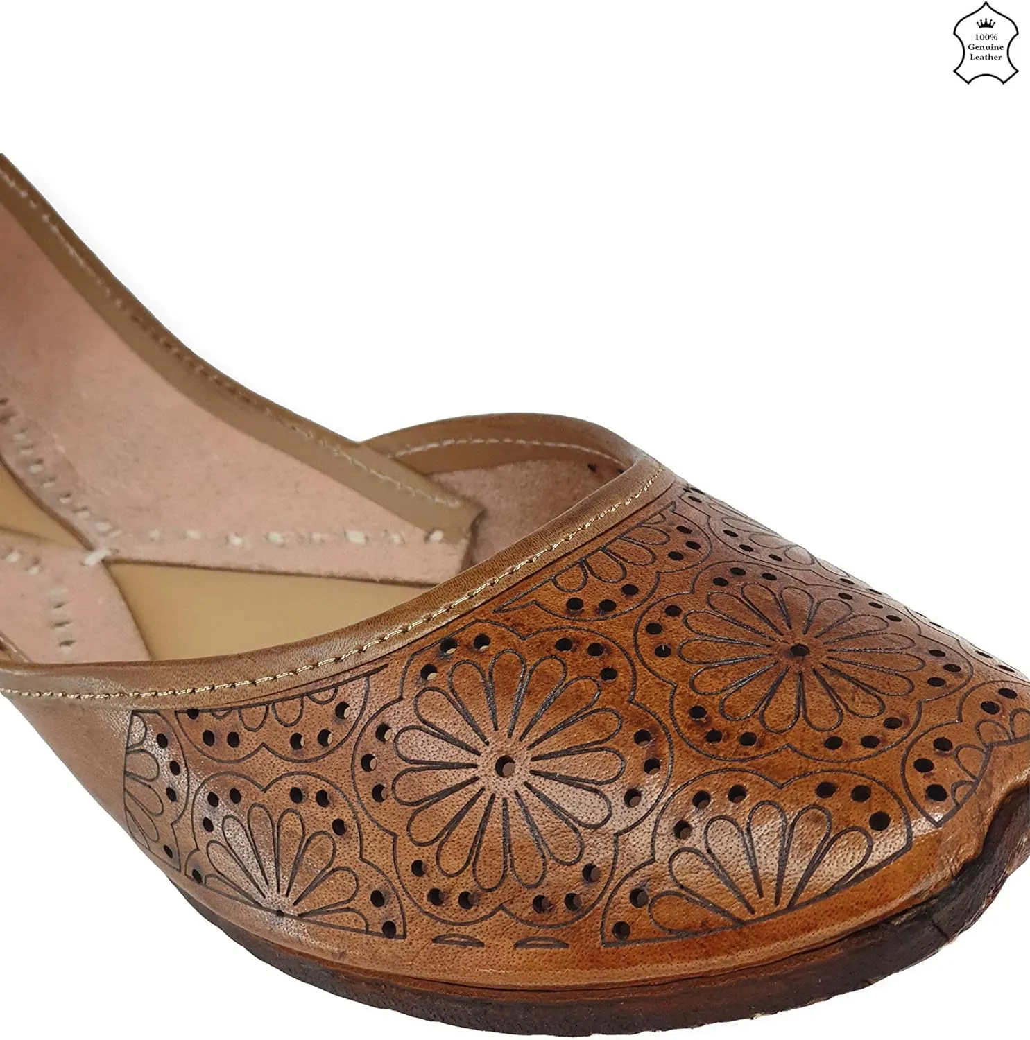 Women's Soft Leather Daily Casual Wear Jutis | Bite and Pinch Free Juti | Punjabi Jutti for Ladies | Flats Mojari Shoes | Phulkari Ethnic Flat for Girls |