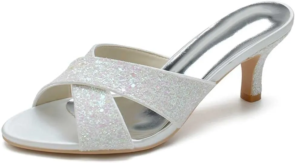 Women's Stylish Open-Heel Low Kitten Stilettos Sexy Dress Pumps & Sandals for Evening Parties, Proms & Dances