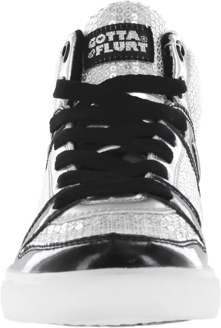 Women's Swerve Mid Top Sequin Fashion Dance School Student Sneakers Lace-Up Shoes for Women