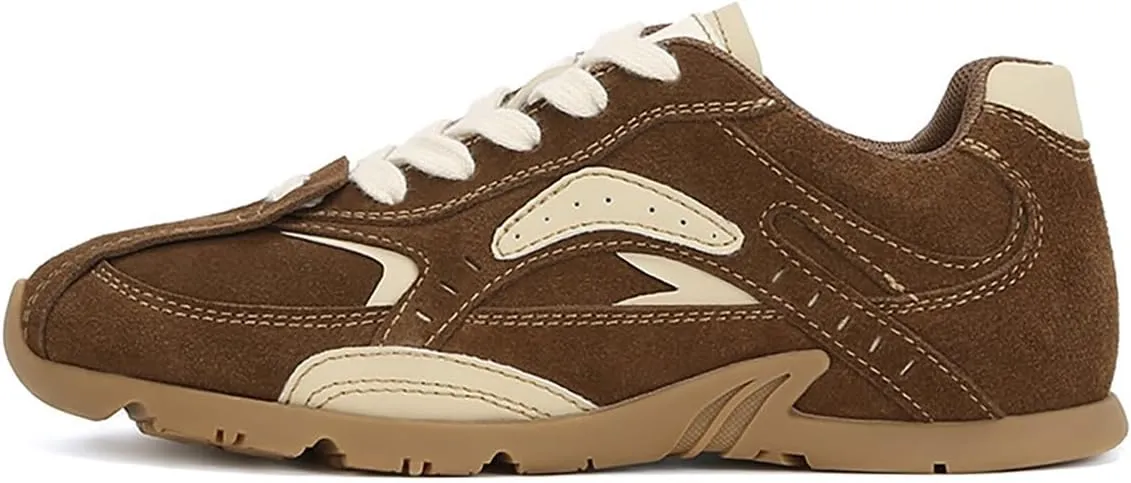 Women's Tennis Flat Sneakers,Non-Slip Lace-Up Suede Sneakers,Comfortable Low-Top Fashion Casual Sneakers