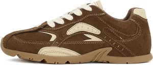 Women's Tennis Flat Sneakers,Non-Slip Lace-Up Suede Sneakers,Comfortable Low-Top Fashion Casual Sneakers