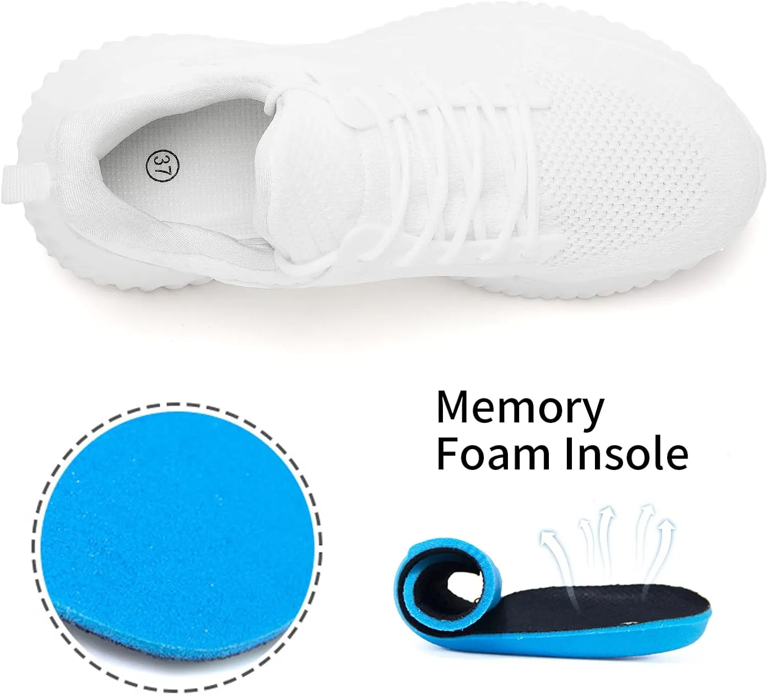 Womens Tennis Shoes Walking Sneakers - Memory Foam Running Slip On Gym Athletic Workout Nursing Comfort Work Shoe Lightweight
