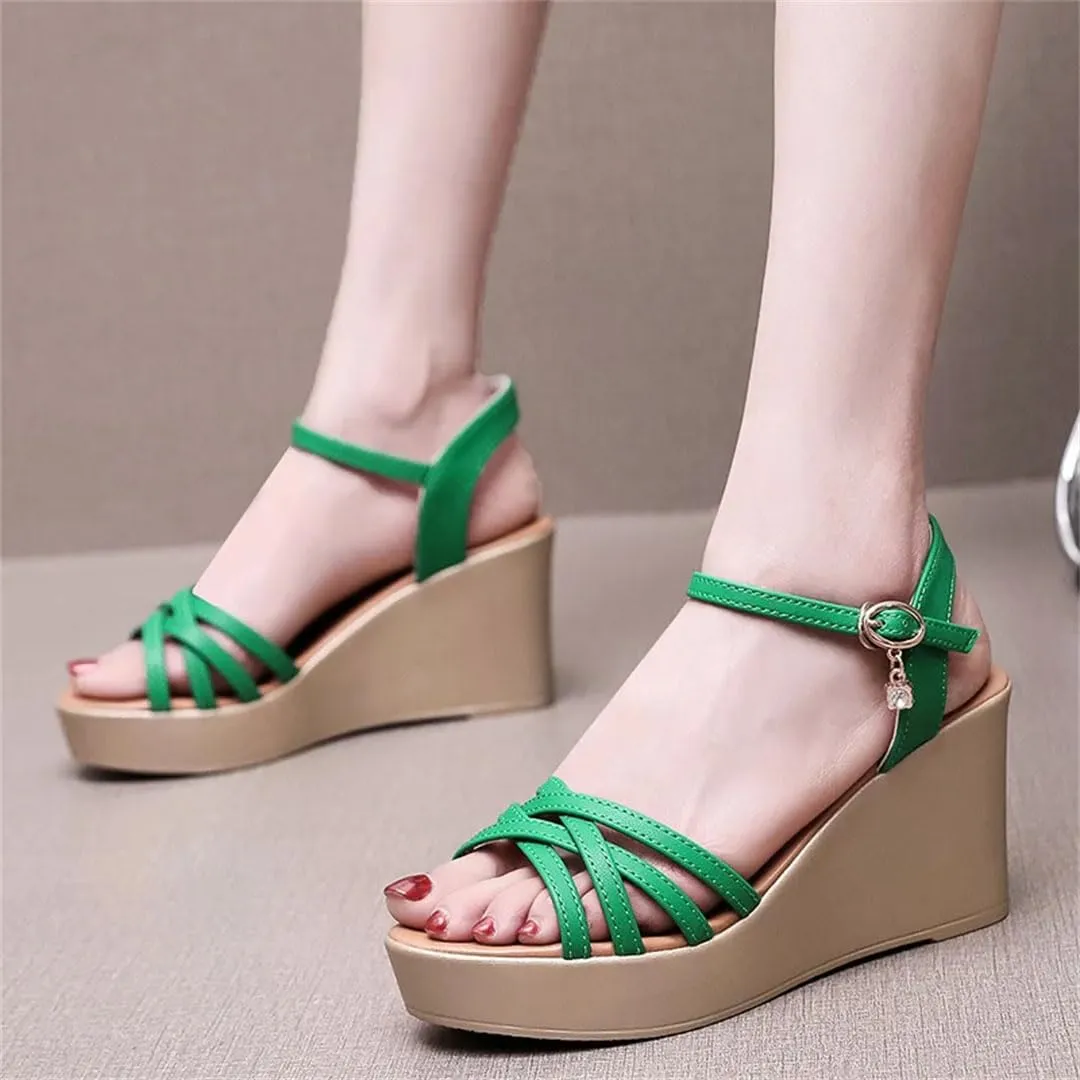 Women's Thick Bottom Wedge Sandals With Ankle Strap 5-8Cm High Heel Open Toe Platform Shoes