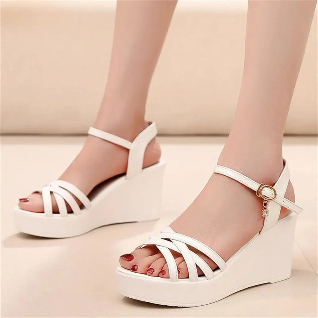 Women's Thick Bottom Wedge Sandals With Ankle Strap 5-8Cm High Heel Open Toe Platform Shoes