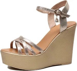 Women's Thick Bottom Wedge Sandals With Ankle Strap 5-8Cm High Heel Open Toe Platform Shoes