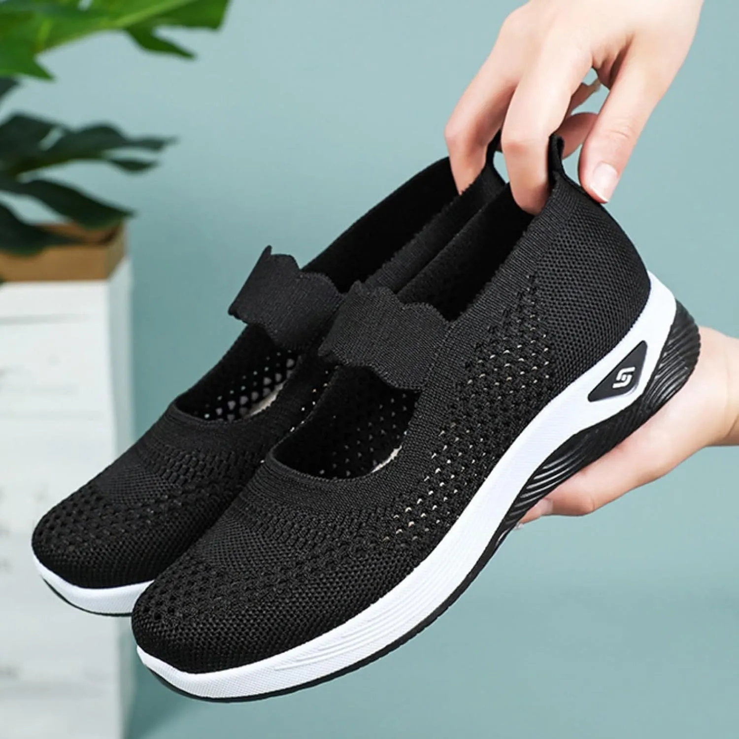 Womens Walking Shoes Lightweight Breathable Mesh Air Cushion Sneakers Casual Non-Slip Nurse Work Shoes Arch Support Comfortable