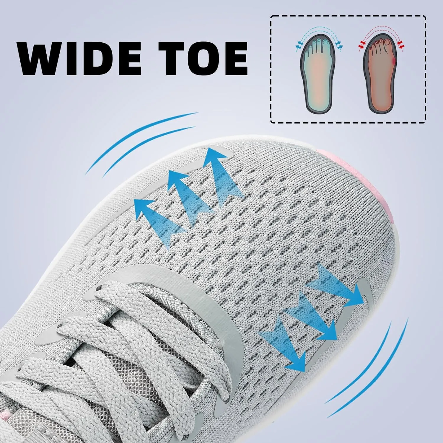 Womens Walking Shoes Wide Toe Box Running Tennis Shoes Lightweight Breathbale Wide Sneakers Cushioning Comfort Gym Workout Athic Shoes Wide Width