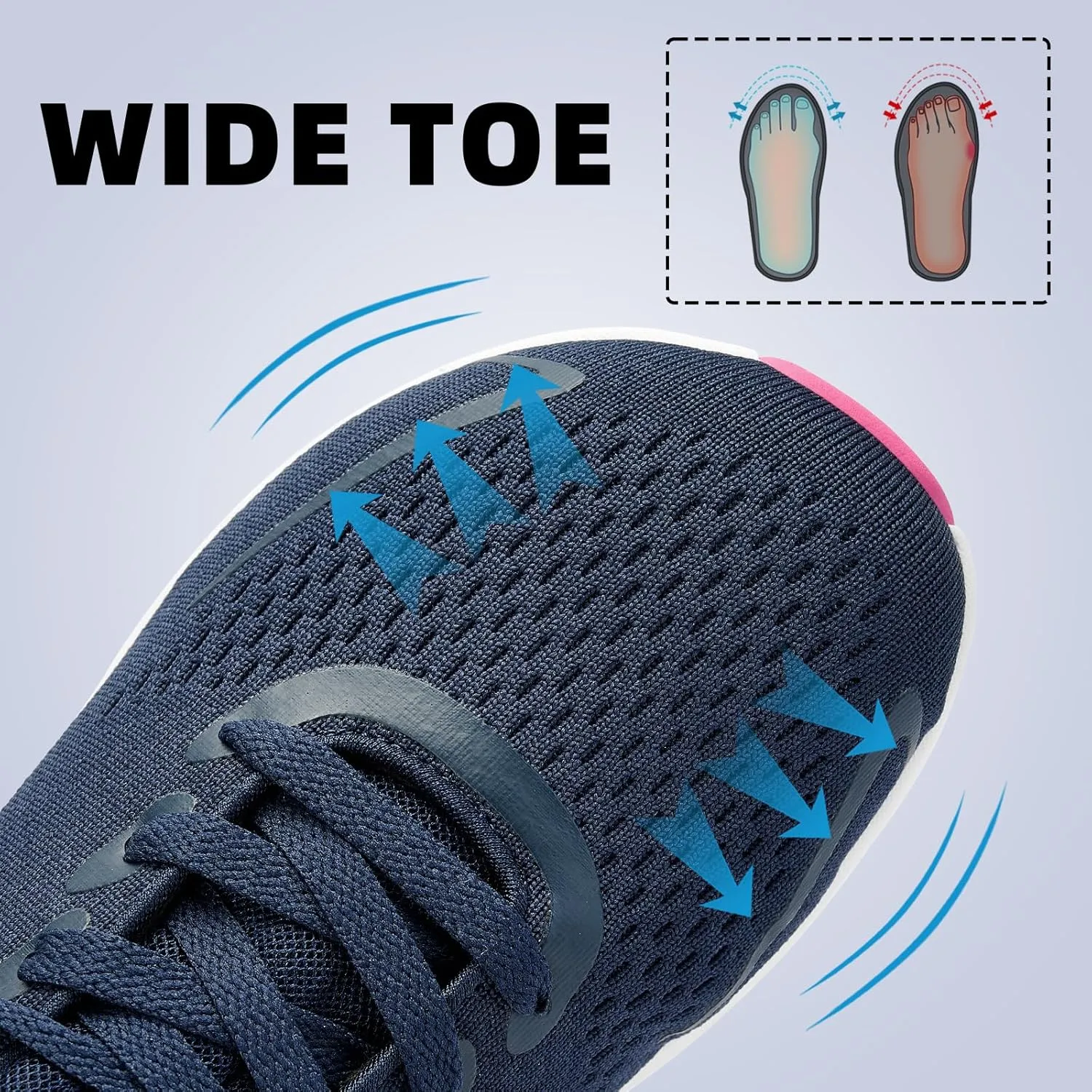 Womens Walking Shoes Wide Toe Box Running Tennis Shoes Lightweight Breathbale Wide Sneakers Cushioning Comfort Gym Workout Athic Shoes Wide Width