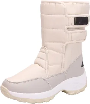 Women's Waterproof Snow Boot Fur Lined Boots Mid Calf Boots Anti-Slip Warm Boots Winter Boots Wide Width Ski Boots