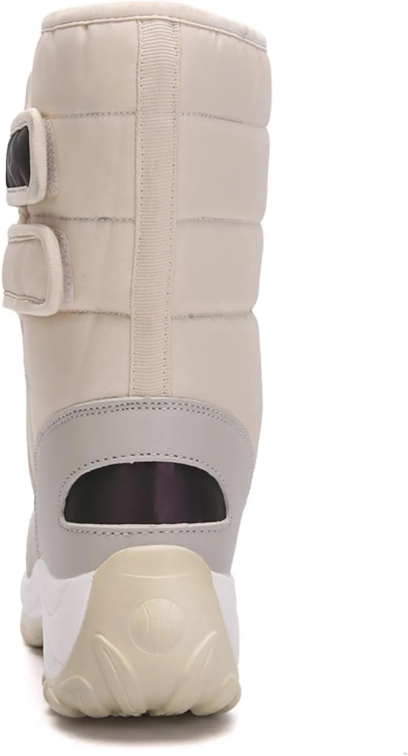 Women's Waterproof Snow Boot Fur Lined Boots Mid Calf Boots Anti-Slip Warm Boots Winter Boots Wide Width Ski Boots