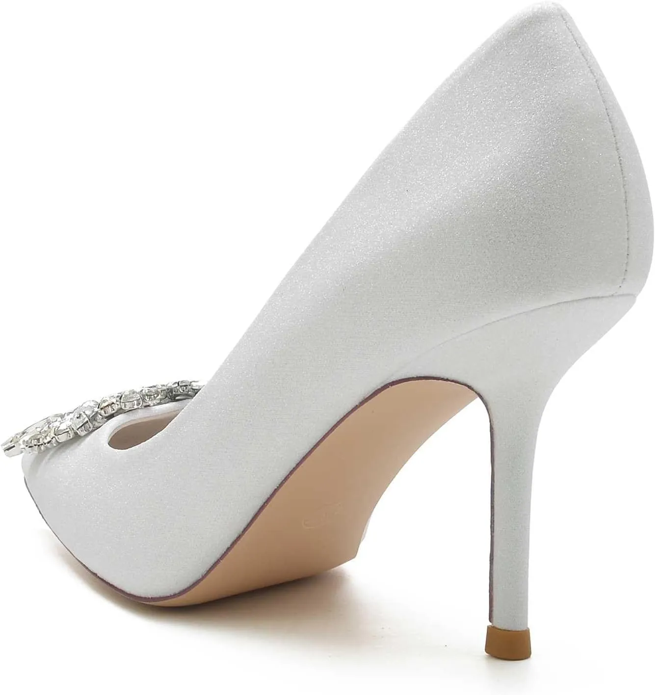 Women's Wedding High Heels Closed Toe Satin Rhinestone Kitten Heels,Pointed Toe Head Slip On Pumps High Heeled Prom Dress Shoes