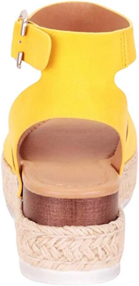 Womens Wedge Platform Espadrille Ankle Strap Clip Toe Summer Casual Sandals Boho Beach Shoes Flip Flops