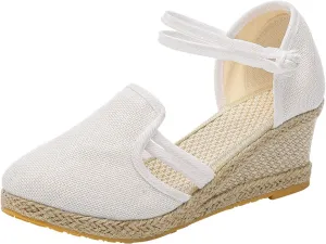 Womens Wedge Platform Espadrille Ankle Strap Clip Toe Summer Casual Sandals Boho Beach Shoes Flip Flops