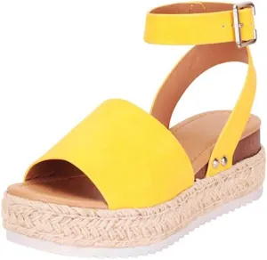 Womens Wedge Platform Espadrille Ankle Strap Clip Toe Summer Casual Sandals Boho Beach Shoes Flip Flops