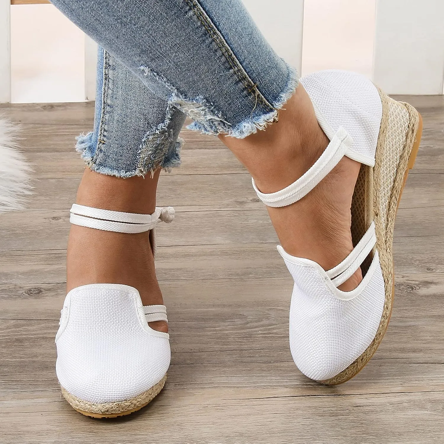 Womens Wedge Platform Espadrille Ankle Strap Clip Toe Summer Casual Sandals Boho Beach Shoes Flip Flops