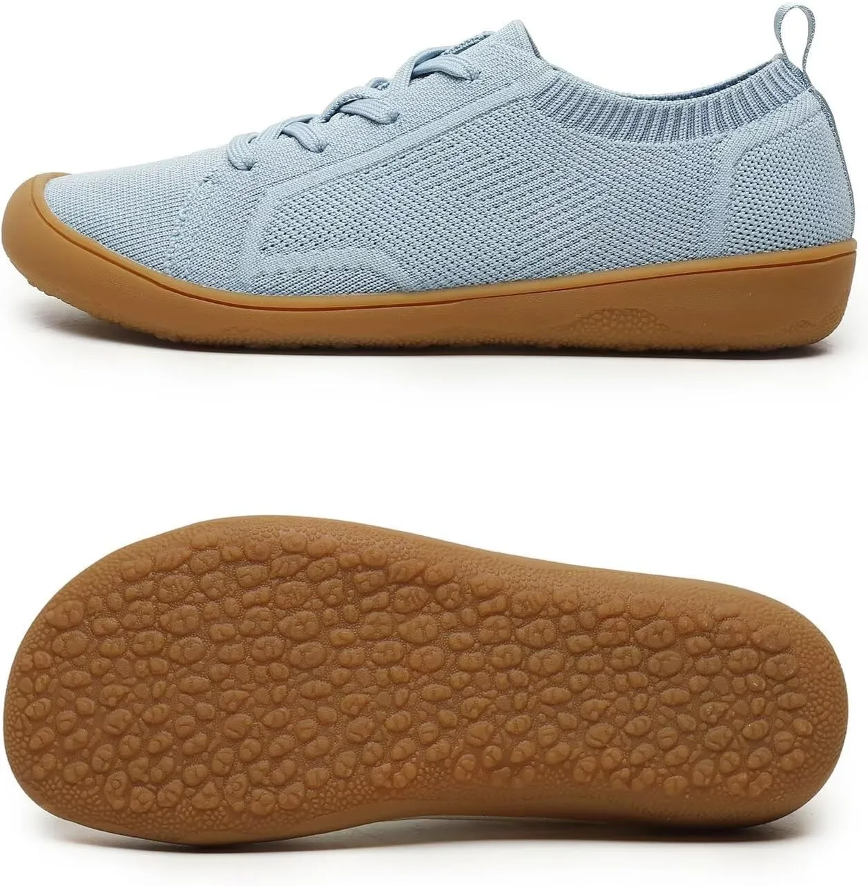 Women's Wide Toe Minimalist Barefoot Walking Shoes Comfort Low Top Knit Lace-up Sneakers Casual Outdoor Tennis Shoes