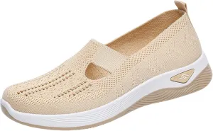 Women's Woven Orthopedic Breathable Soft Shoes Ortho Walking Non-Slip Arch Support Walking Slip on Shoes Comfort Casual Running Diabetic Foam Sneakers Mesh Up Running Going Out Flat Sneaker