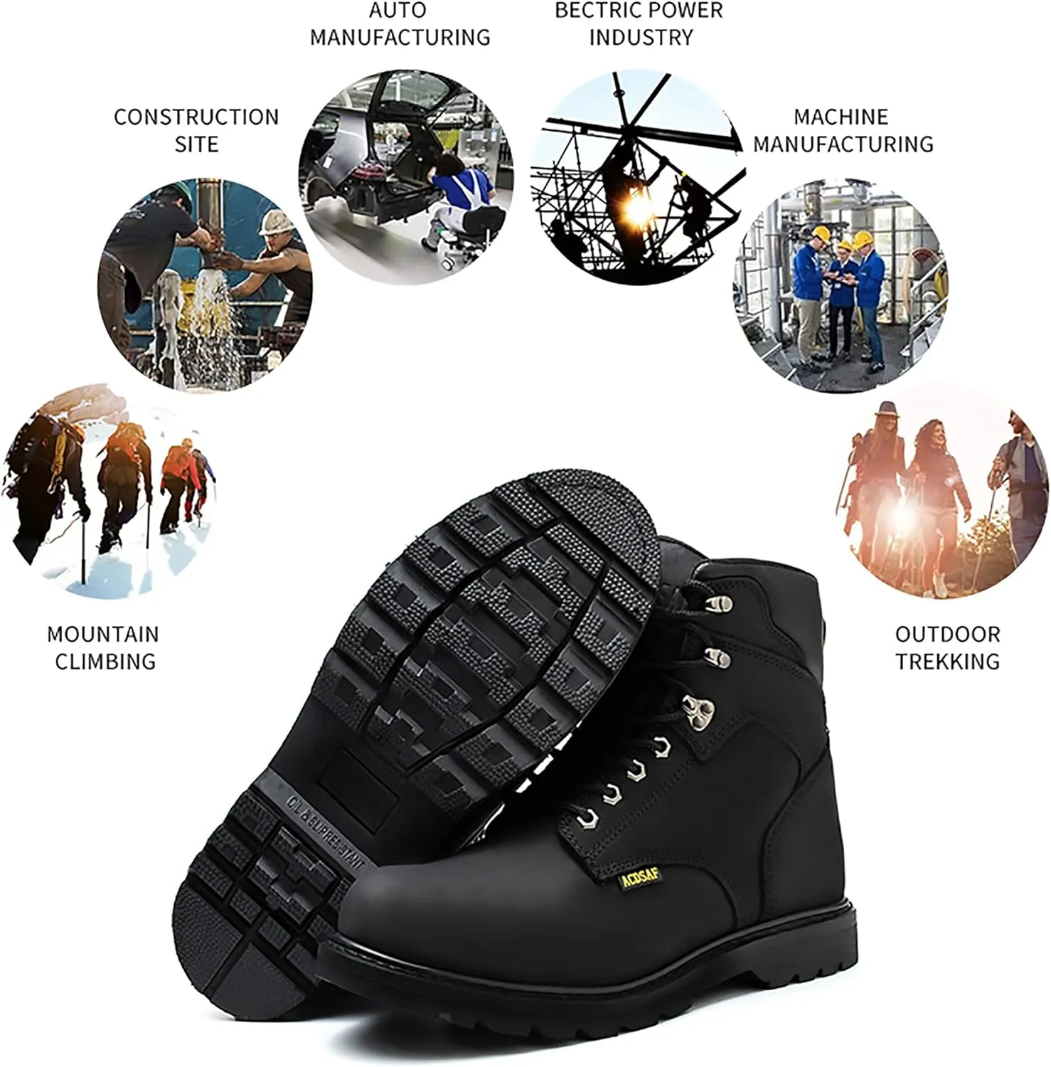 Work Boots for Men Waterproof Comfortable Anti-Fatigue Soft Toe Working Shoes Slip Resistant Construction Safety Work Boots