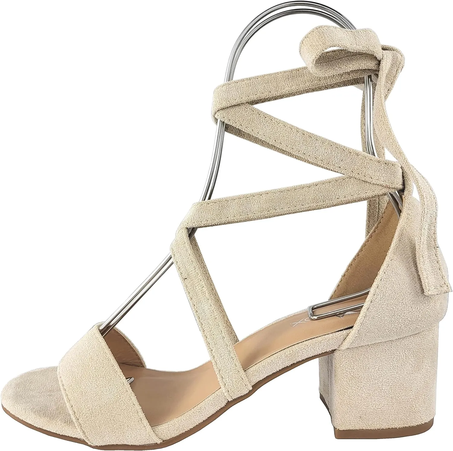 Wrap Around Comfort Low Block Heel Sandals Open Toe Strappy Tie Up