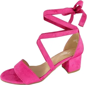 Wrap Around Comfort Low Block Heel Sandals Open Toe Strappy Tie Up
