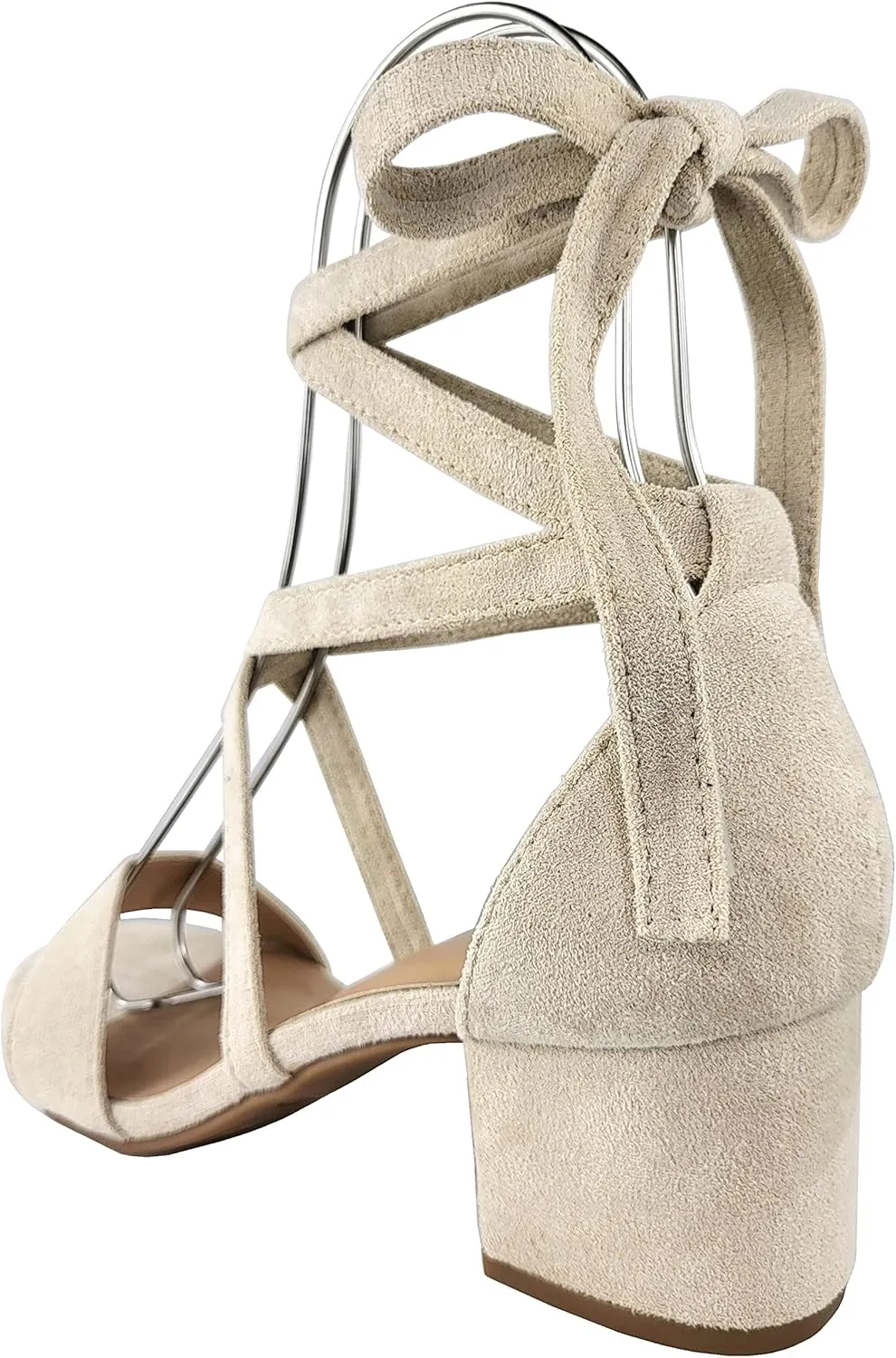 Wrap Around Comfort Low Block Heel Sandals Open Toe Strappy Tie Up