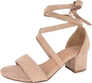 Wrap Around Comfort Low Block Heel Sandals Open Toe Strappy Tie Up