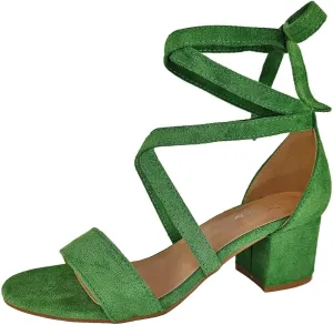 Wrap Around Comfort Low Block Heel Sandals Open Toe Strappy Tie Up