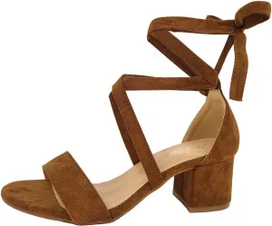 Wrap Around Comfort Low Block Heel Sandals Open Toe Strappy Tie Up