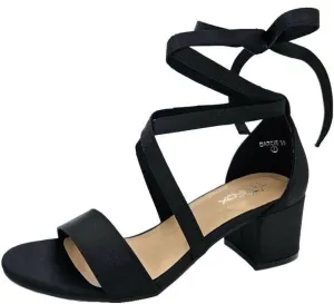 Wrap Around Comfort Low Block Heel Sandals Open Toe Strappy Tie Up