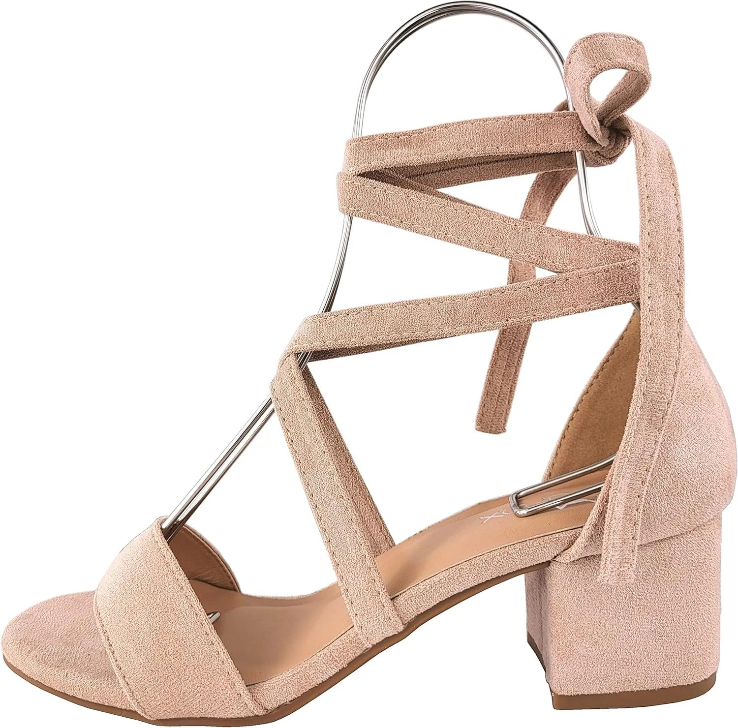 Wrap Around Comfort Low Block Heel Sandals Open Toe Strappy Tie Up