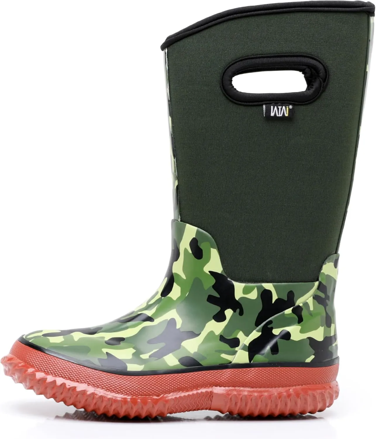 WTW Kids Rubber Rain Boots - Neoprene Insulated 100% Waterproof Mid Calf Mud Boots for Boys and Girls Winter Snow Boots