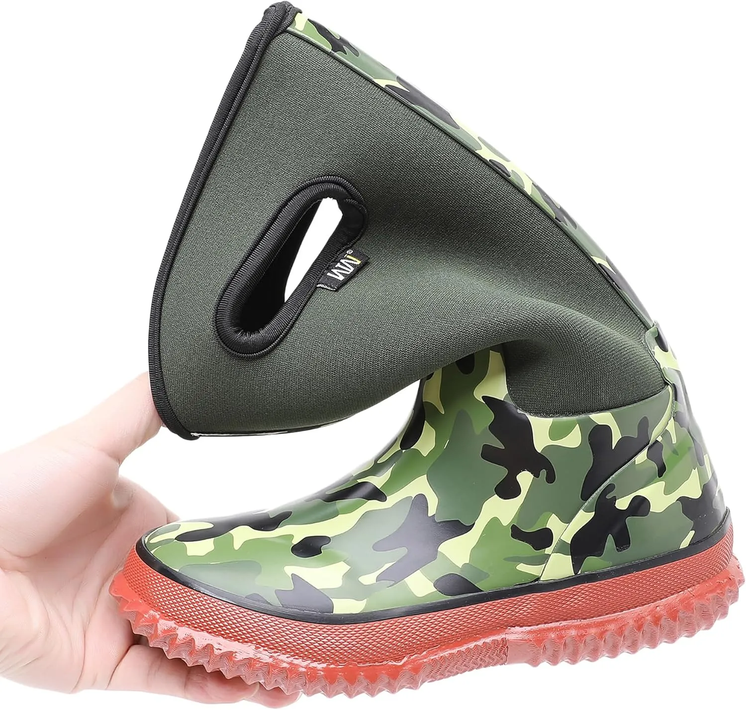 WTW Kids Rubber Rain Boots - Neoprene Insulated 100% Waterproof Mid Calf Mud Boots for Boys and Girls Winter Snow Boots