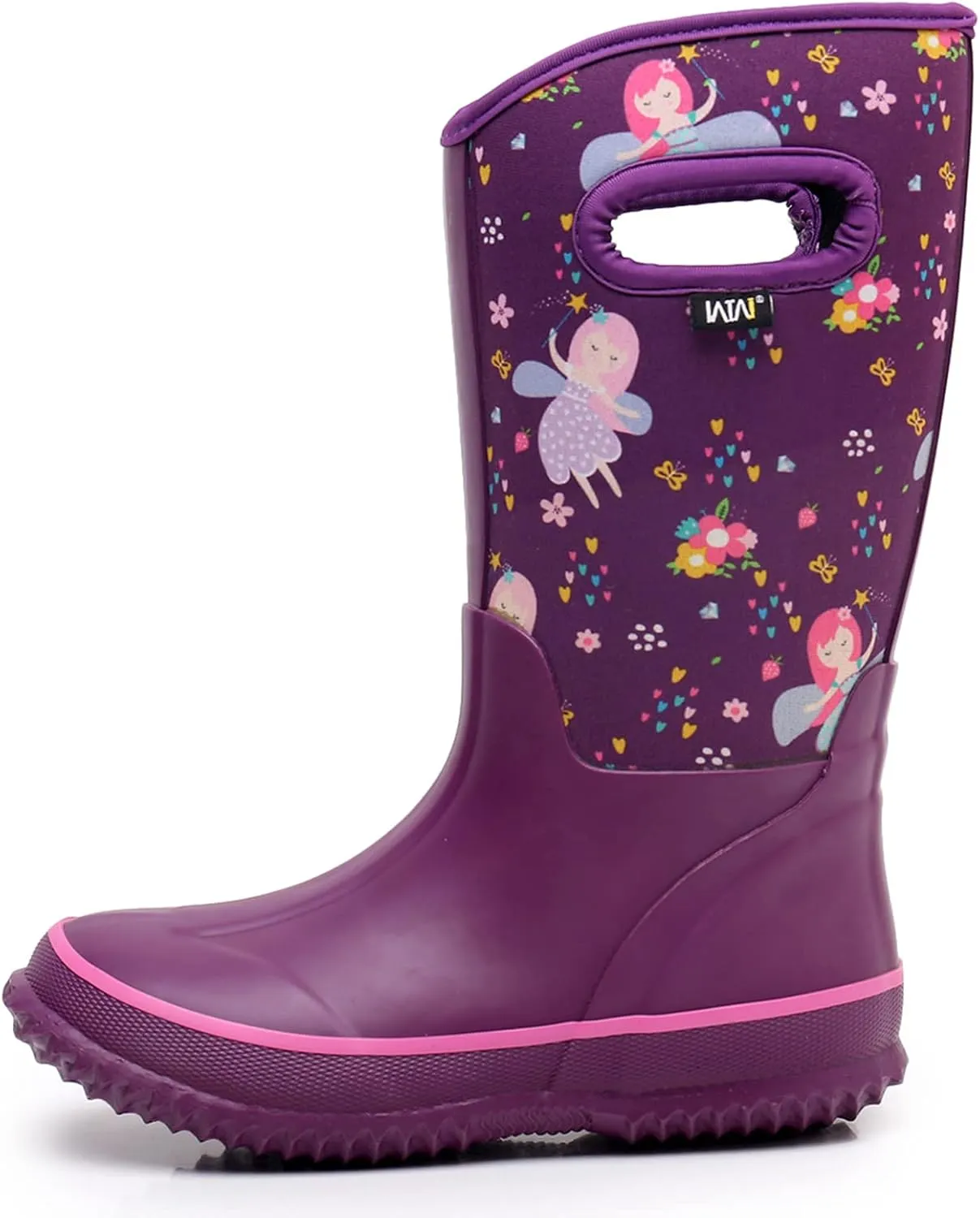 WTW Kids Rubber Rain Boots - Neoprene Insulated 100% Waterproof Mid Calf Mud Boots for Boys and Girls Winter Snow Boots