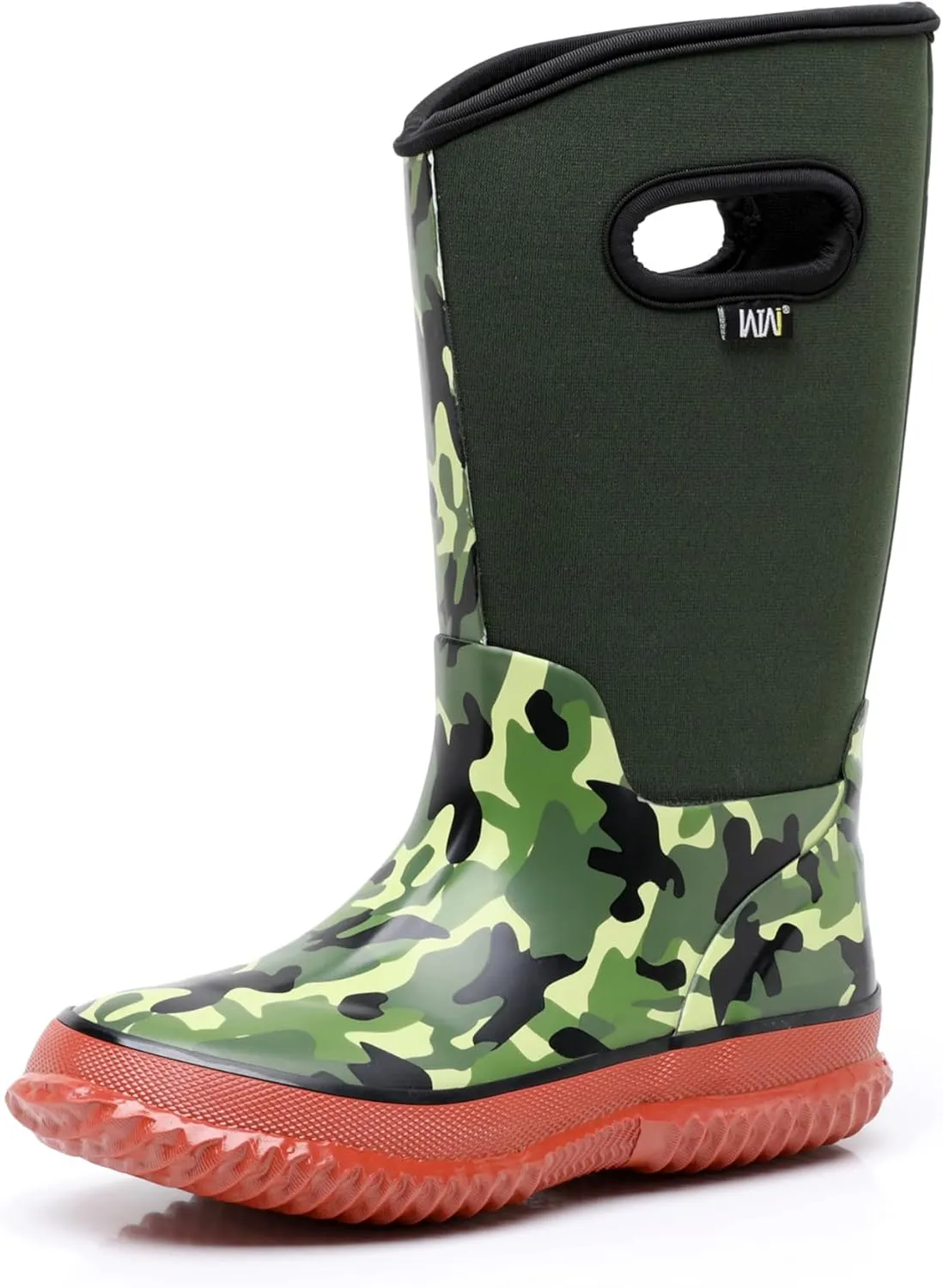 WTW Kids Rubber Rain Boots - Neoprene Insulated 100% Waterproof Mid Calf Mud Boots for Boys and Girls Winter Snow Boots