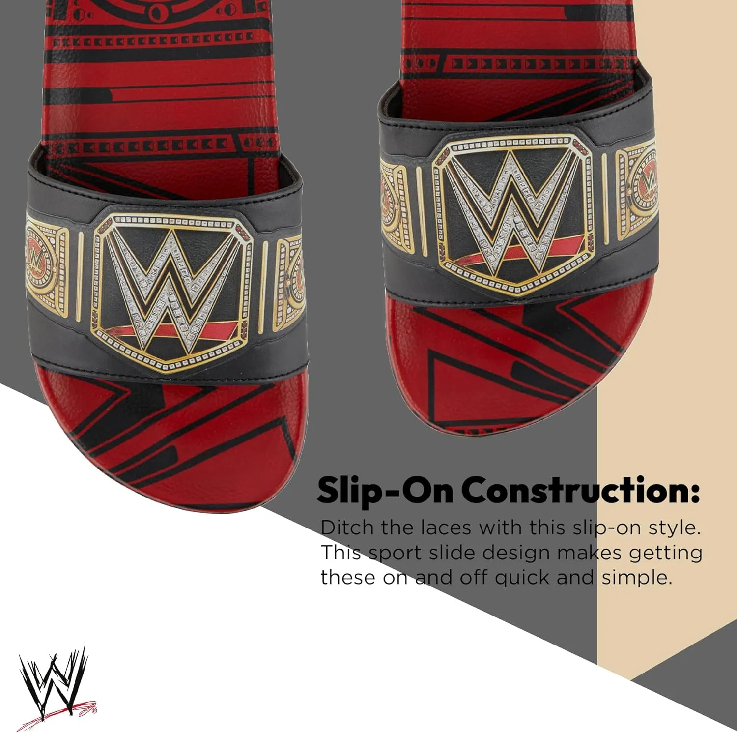WWE Mens Championship Belt Slides - John Cena, Roman Reigns, Seth Rollins World Wrestling Champion Belt Slip On Slide Sandals