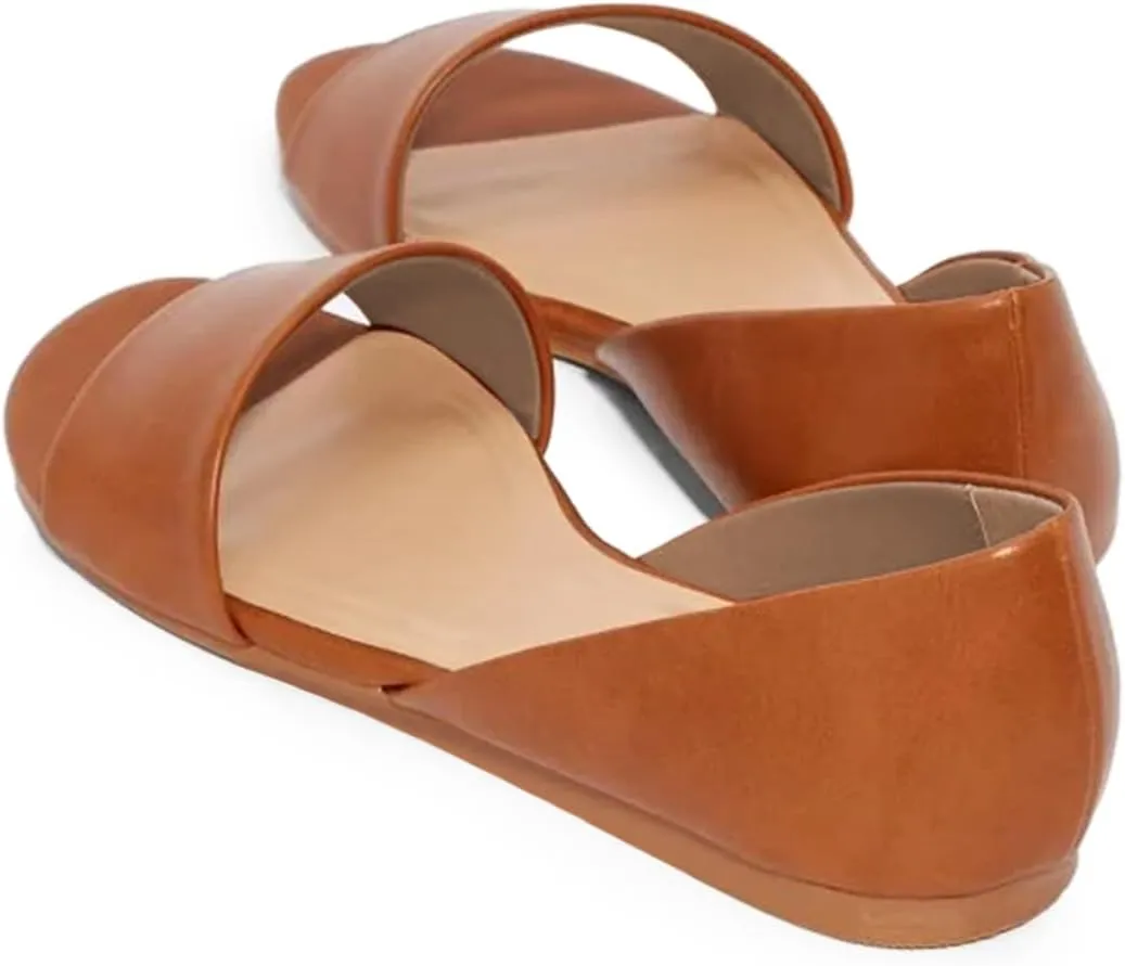 YDN Women Comfortable Open Toe Slip On D'Orsay Flats Low Heels Sandals Shoes Casual Walking Dress Size 4-16 US